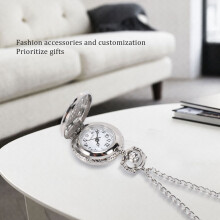 Mann Frauen Taschenuhr Quarz Silber Legierung haengende Halsketten Taschen-Dekor