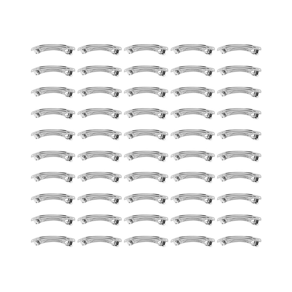 50 Pcs 80mm Metal French Clips Hair Bows Barrettes - Silver