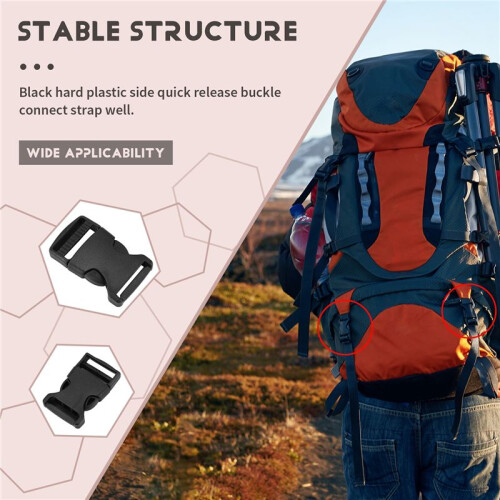 10 Pcs 1" 2.5CM Width Plastic Safety Quick Release Buckles Black 2
