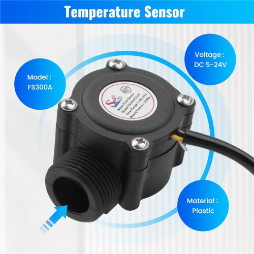 1-60L/Min  5-24V Hall Effect Water Flow Sensor Counter Meter FS300A 2