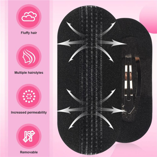 2 Pcs Black Sponge Hair Clip Volume Bumpit Padding Bun Updo 1