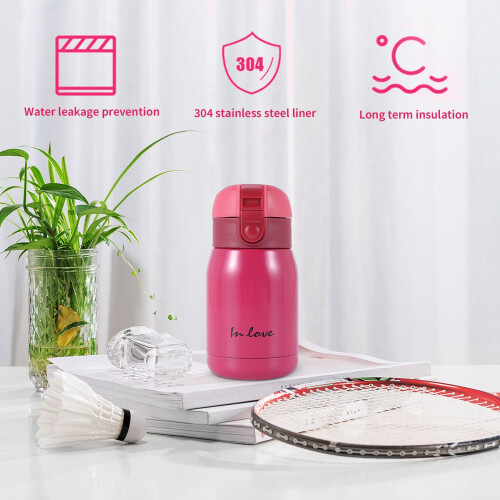 Stainless Steel  belly  bottle(rose red)200ml 2