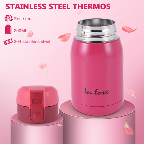 Stainless Steel  belly  bottle(rose red)200ml 1