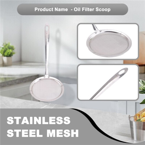 Kitchen Stainless Steel Mesh Hanging Oil Filter Net Strainer Scoop 2