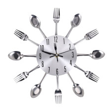 Stainless steel knife and fork spoon kitchen restaurant wall clock Home Decoration
