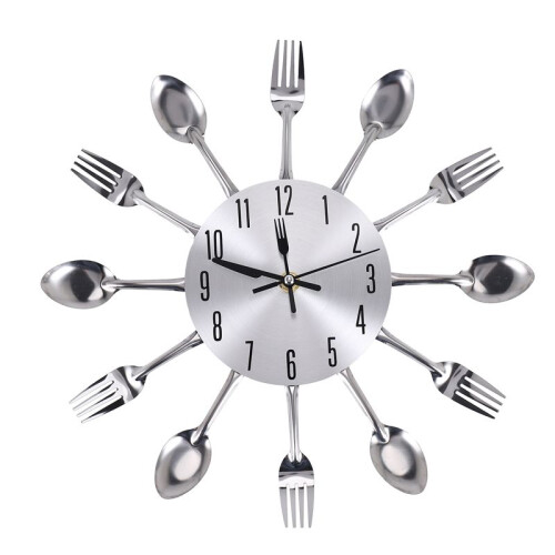 Stainless steel knife and fork spoon kitchen restaurant wall clock Home Decoration