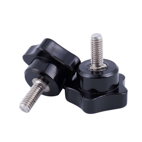 M6 x 15mm Male Thread Screw Star  Locking Screw Handle Black 2 Pcs