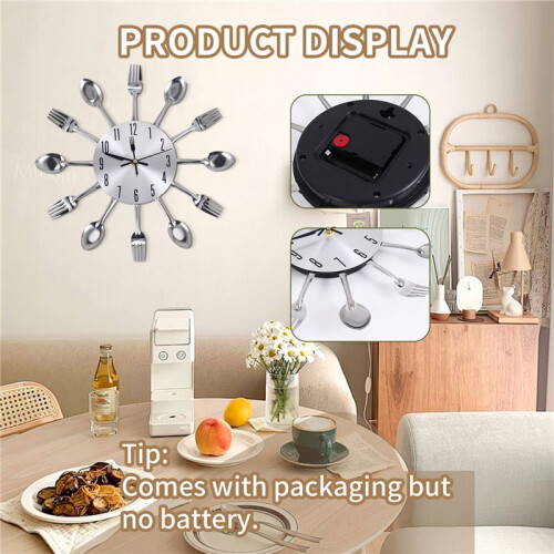 Stainless steel knife and fork spoon kitchen restaurant wall clock Home Decoration 1
