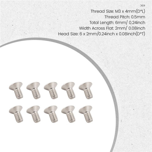 M3 x 6mm Hex Socket Countersunk Flat  Screw Bolts 50pcs 2