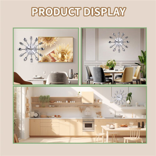 Stainless steel knife and fork spoon kitchen restaurant wall clock Home Decoration 2