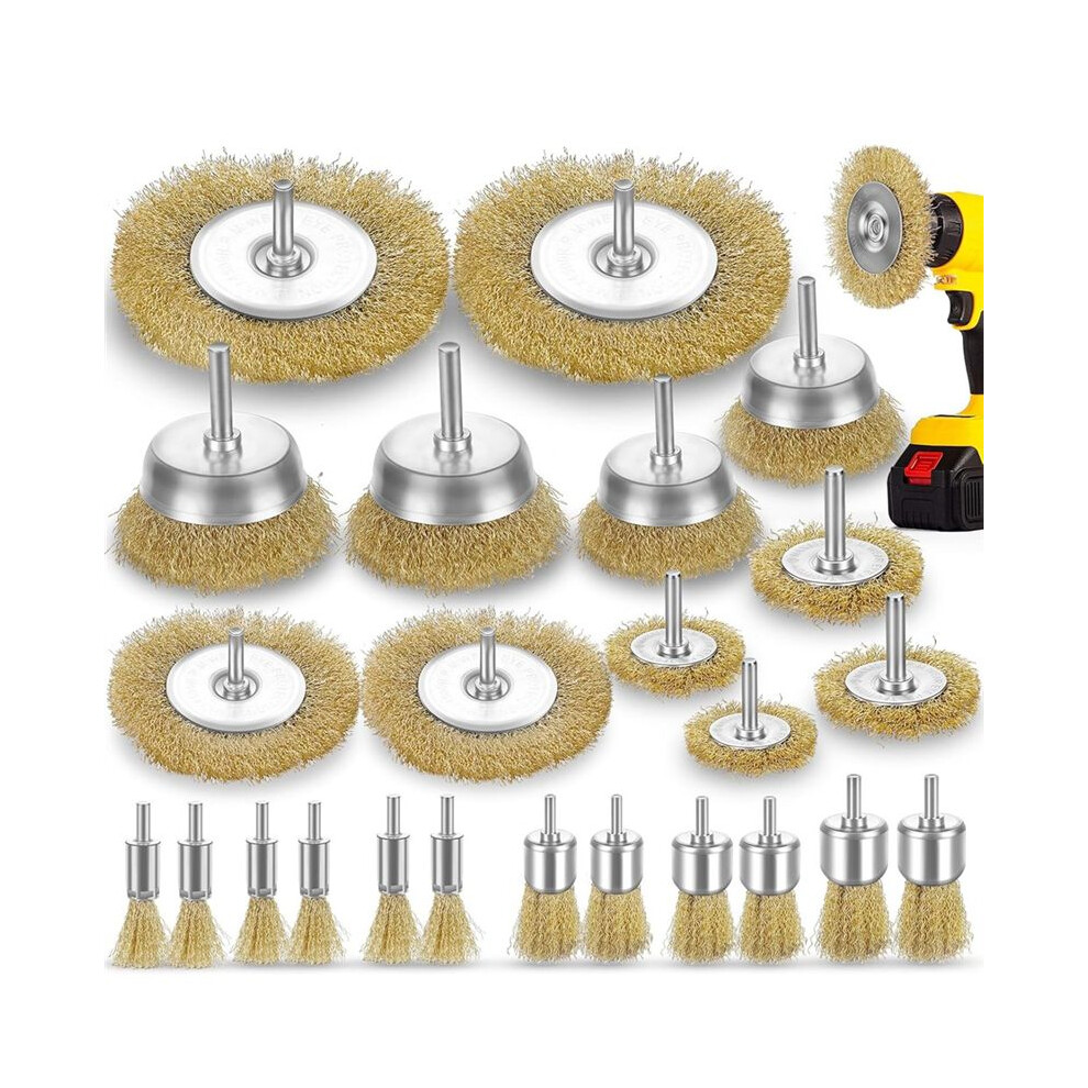 Wire Wheel For Drill,1/4In Drill Shank,3In Brass Wire Wheel For Drill Rust Removal Heavy Duty Wire Wheel Brush Drill Bit 4711815676040