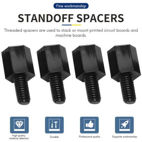 100x Motherboard Nylon Hex Standoff Threaded Spacer M3 Thread 6+6mm Black 2
