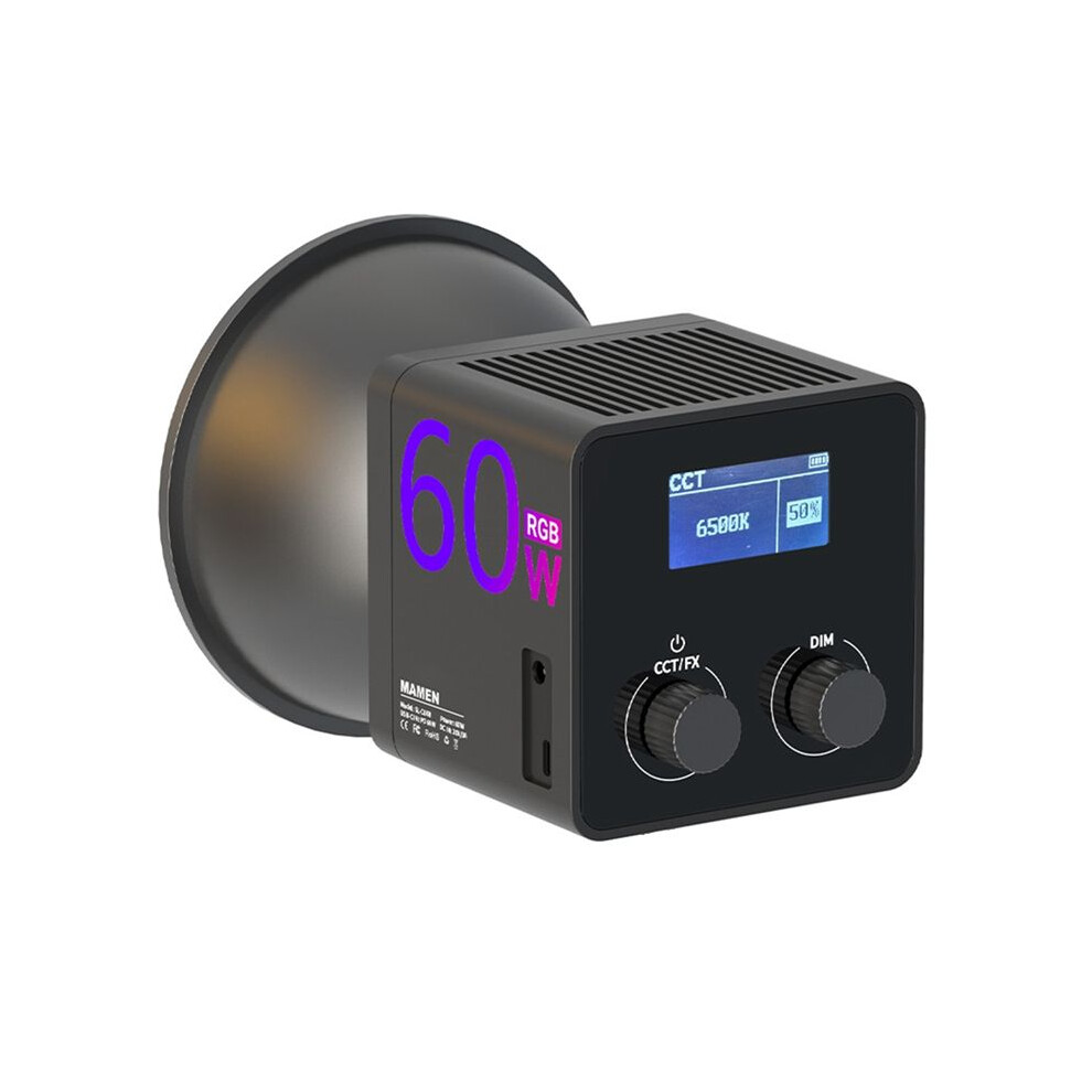60W Photography Fill Portable Cob Rgb Video 2500-6500K Outdoor Studio Video Recording Photography Eu Plug Light