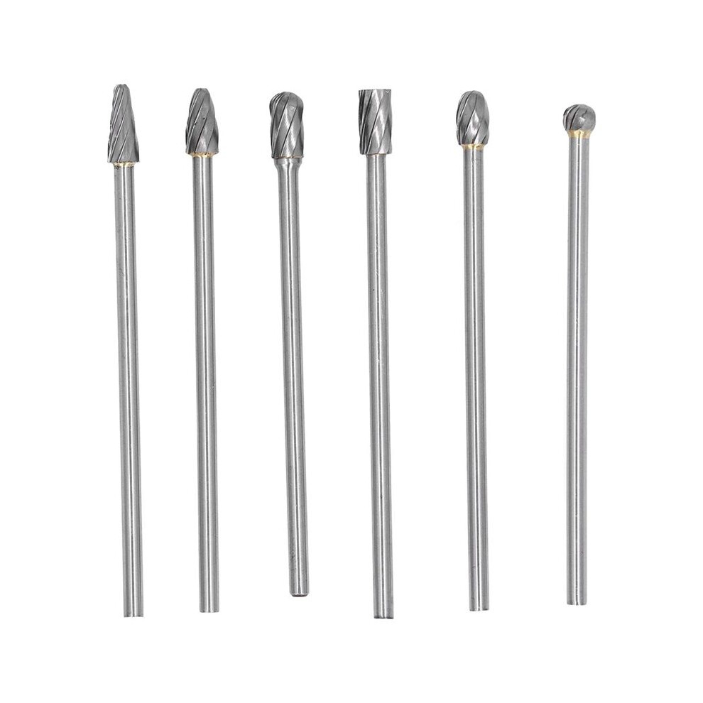 6Pcs Tungsten Carbide Burrs Set, Cylinder- Porting Kit, Solid Rotate Grinding Tools For Woodworking Drilling Carving 6033940155619