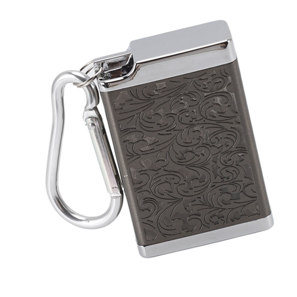 Black Compact Aluminum Ashtray With Keychain & Embossed Design