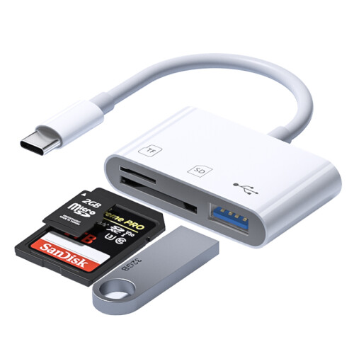 3-in-1-Kartenleser, USB-C auf SD/TF/USB 2