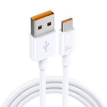 Cavo di ricarica USB-C super veloce da 66 W 6 A, compatibile con Huawei, Xiaomi White 1 m