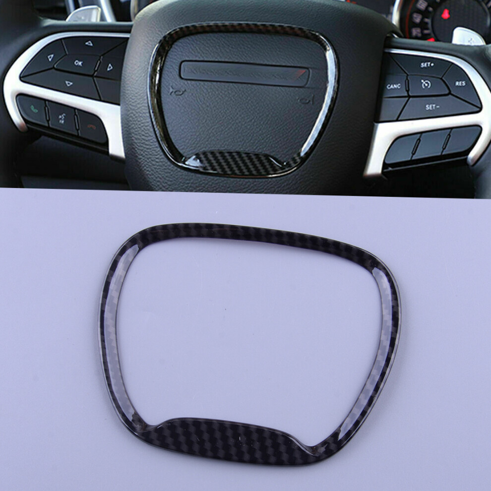 Carbon Fiber Style Abs Steering Wheel Center Ring Cover Fit For Dodge Challenger Charger Durango Jeep Grand Cherokee Srt8 Black 6935161484908