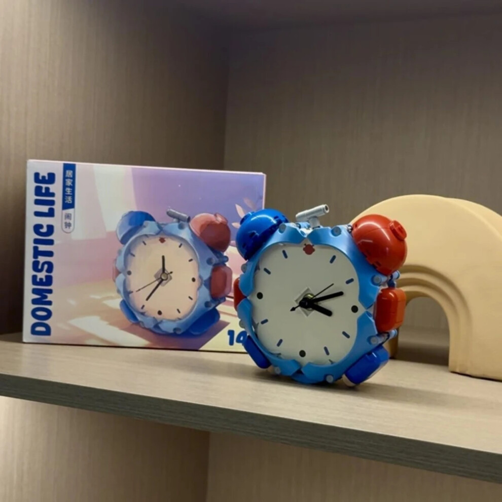 Creative DIY Assembled Alarm Clock Cute Building Block Desktop Decoration Ornaments Children's Room Clock Simple Gifts