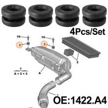 4X Für PEUGEOT 208 308 SW 508 2008 3008 5008 Expert Partner Luftfiltergehäuse Montage Gummibüffel-Pufferbuchsen 9814411880