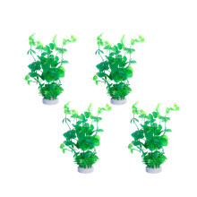 4Pcs Artificial Plant with Base Aquariums Ornament Easy-Green