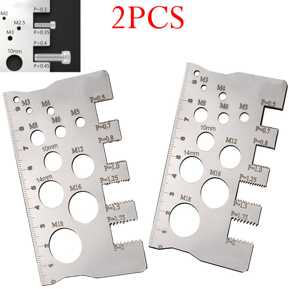 Screw Thread Pitch Gauge Ruler Measuring Tool Bolt Nut Metric Stainless Steel Screw Measuring Ruler Measuring Gauging Tools 6935161547788