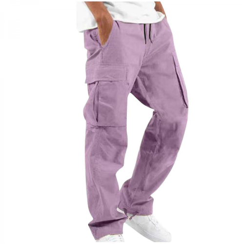 Pantaloni cargo da uomo con tasche multiple, viola, taglia 2XL