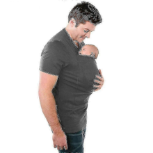 Men's Kangaroo Dad Baby Carrier T-Shirt with Built-in Infant Pouch for Newborn SupportGreyL