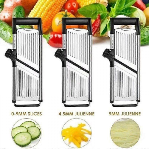 Adjustable Stainless Steel Mandolin Slicer with Foldable Non-Slip Base 1