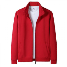 Men's Casual Long Sleeve Zipper Cardigan SweatshirtRedM