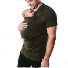 Men's Kangaroo Dad Baby Carrier T-Shirt with Built-in Infant Pouch for Newborn SupportGreen2XL