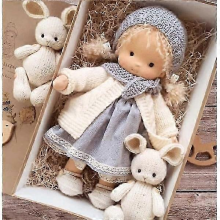 Handmade Waldorf Doll, 12 Inch Knitted Plush Toy Birthday Gift (B)