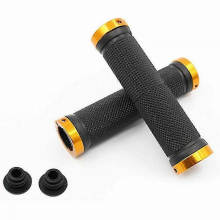 Double Lock-On Mountain Bike Grips - Non-Slip, Shock AbsorbingGold