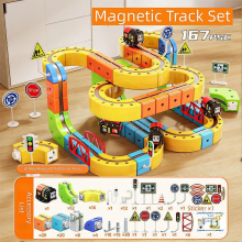 Anti-Gravity Magnetic Train Set, 167pcs STEM Building Kit, DIY Flexible Track Toy, Christmas Birthday Gift for Kids167pcs