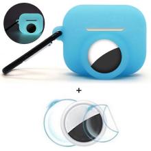 Custodia in silicone 2 in 1 per AirPods Pro 3 / AirTag con protezione per lo schermo, blu