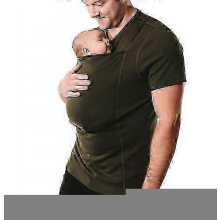 Men's Kangaroo Dad Baby Carrier T-Shirt with Built-in Infant Pouch for Newborn SupportGreenXL
