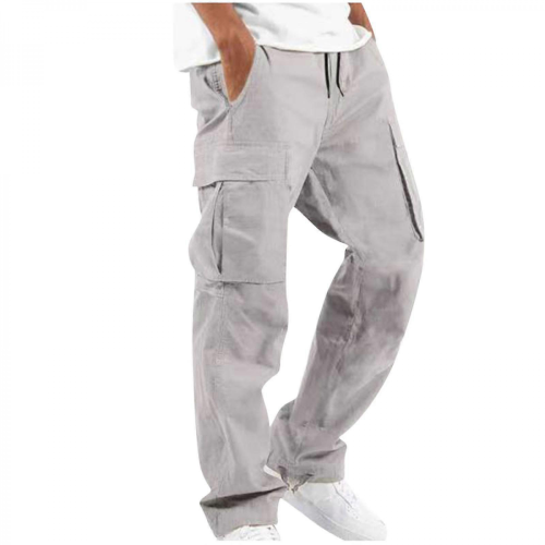 Pantaloni cargo da uomo con tasche multiple, grigi, taglia 2XL 1