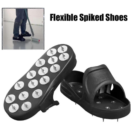Flexible Spiked Shoes for Epoxy Floor Coating and Self-Leveling CementBlackOne size 2