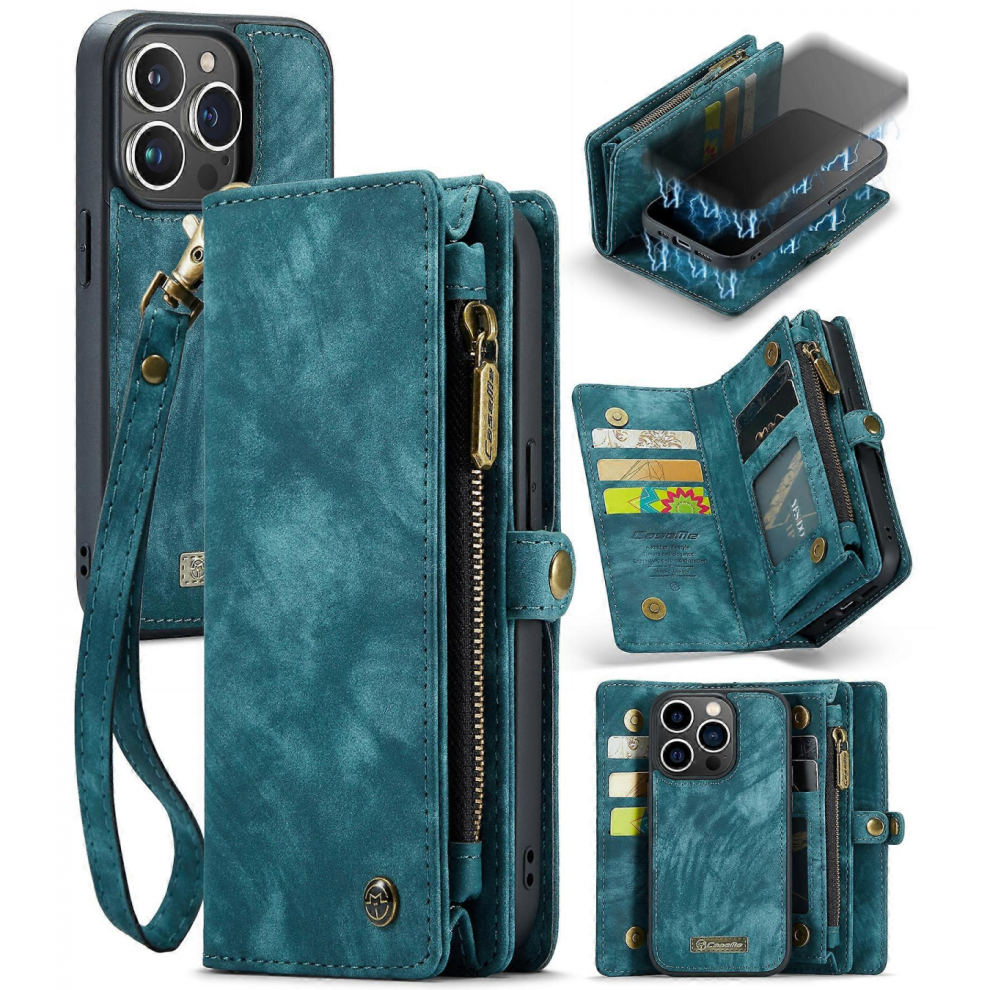 Iphone 13 Pro Leather Wallet Case With Card Slot, Stand & Photo Frameblue 5008878223397