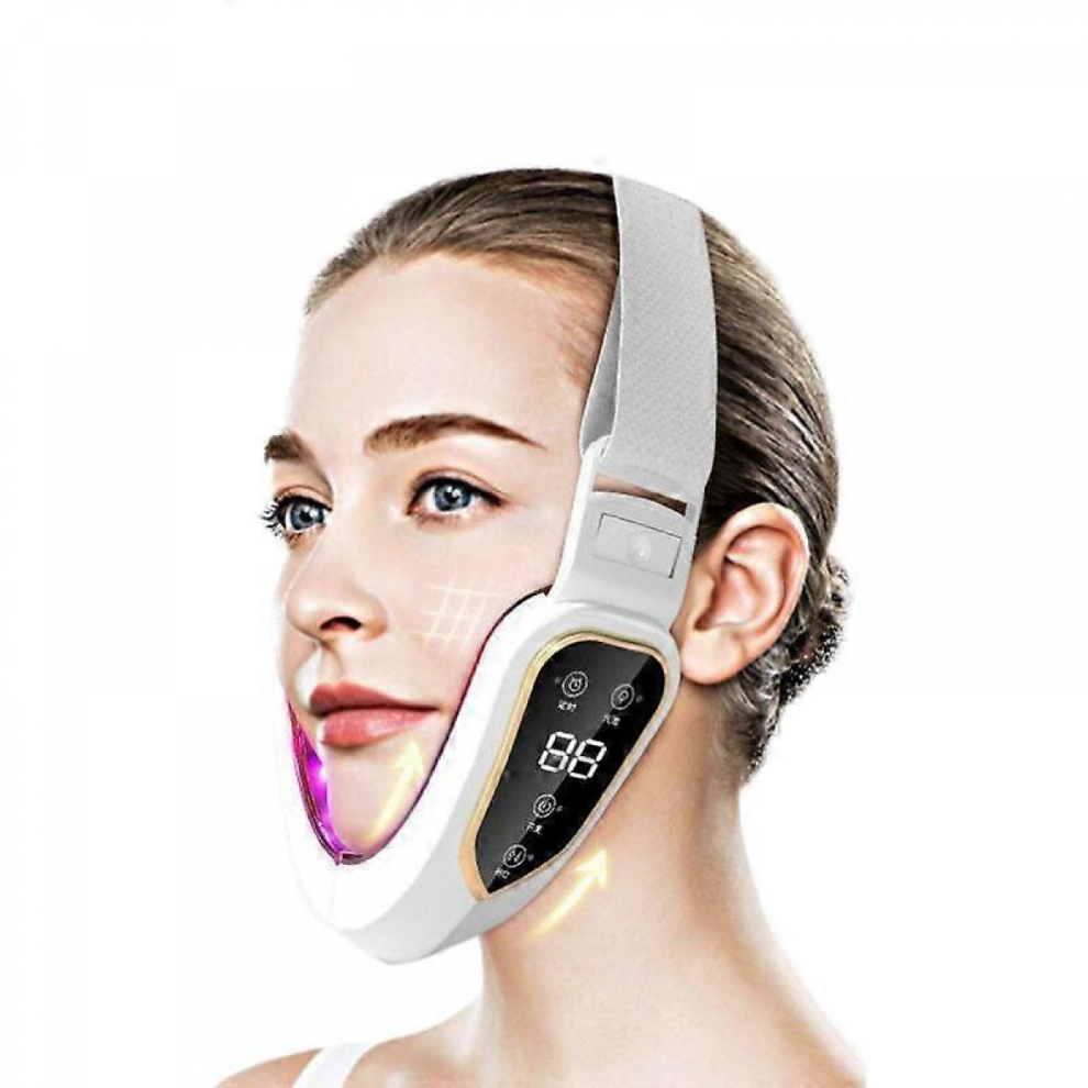 LED Photon Facial Lifting Device with Vibration Massage & Heat for Slimmingwhite