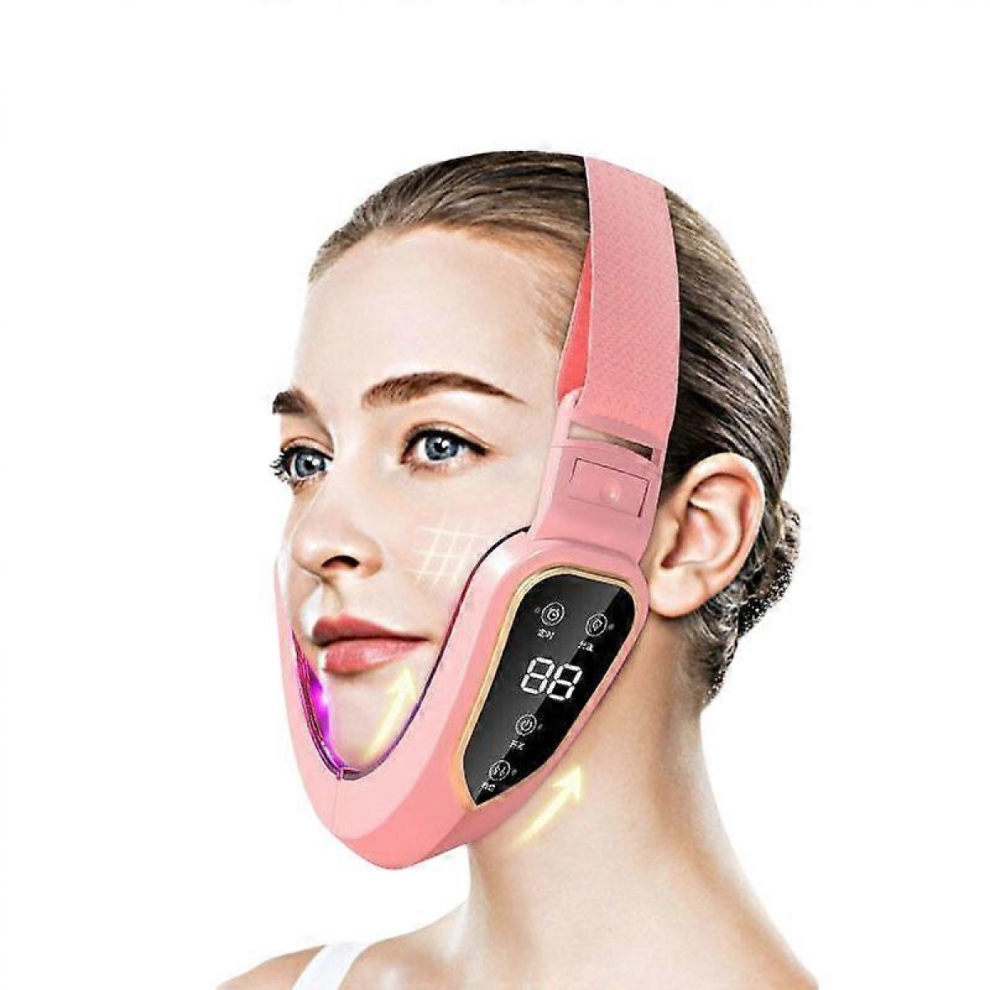 LED Photon Facial Lifting Device with Vibration Massage & Heat for Slimmingpink