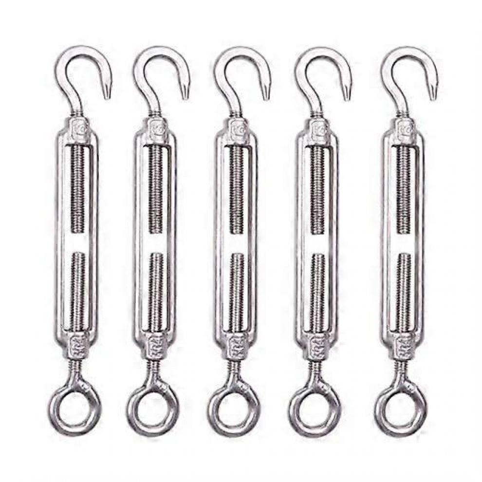 6Pcs M4 Stainless Steel Turnbuckle Wire Tensioner, Heavy Duty Adjustable Hook And Eye Rope Tightener 5008878223687