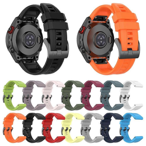 Solid Color Silicone Watch BandOrangeFor Garmin Fenix 7 Pro 47mm 1