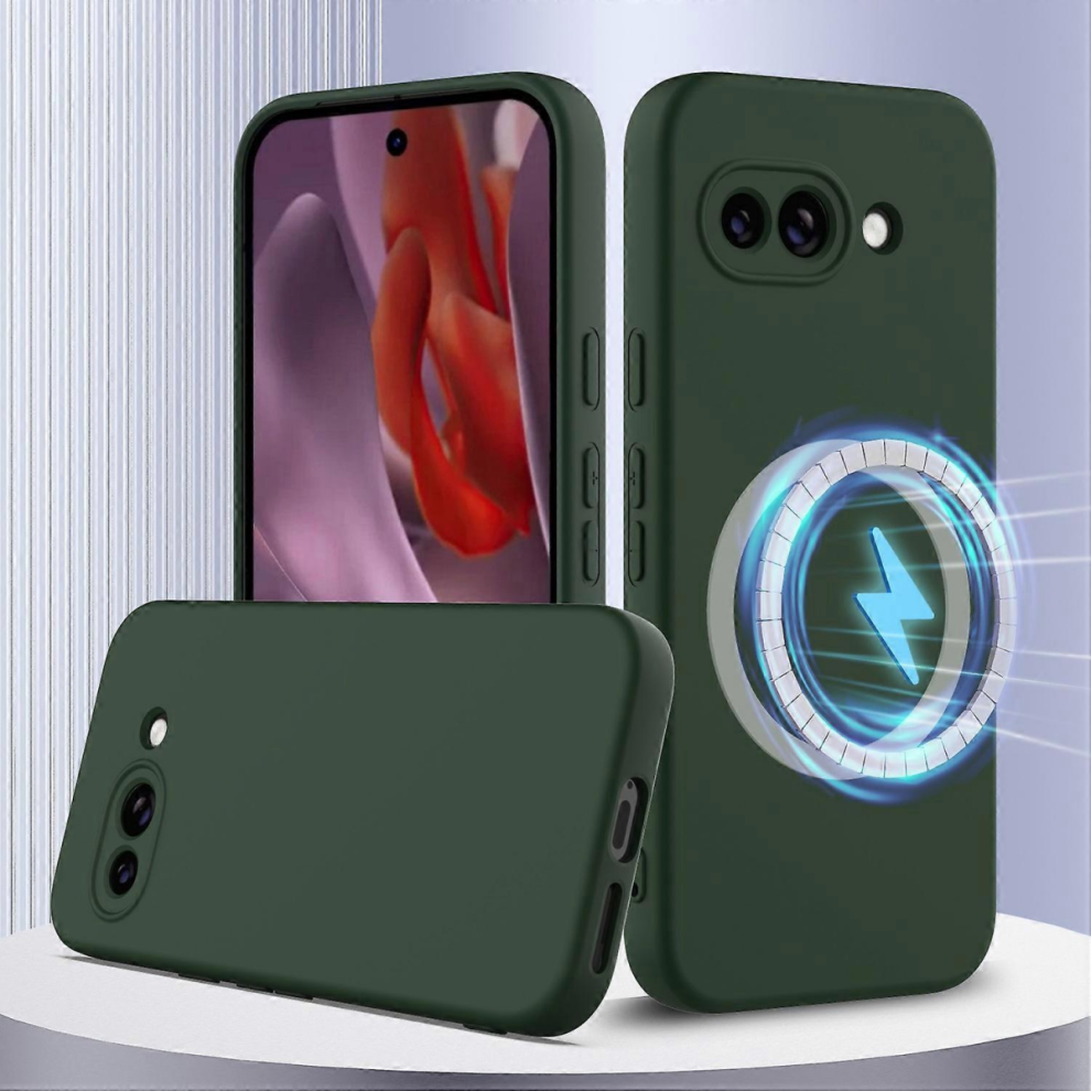 Google Pixel 9A Magsafe Case, Anti-Drop Liquid Silicone Phone Cover - Blackmulticolordark Green 5008878224257
