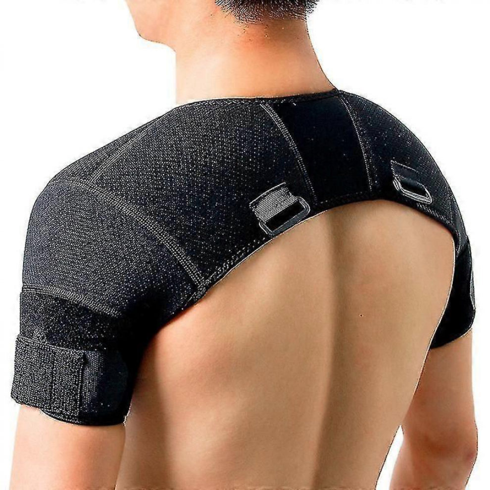 Black Double Shoulder Wrap Brace For Rotator Cuff Pain Reliefs