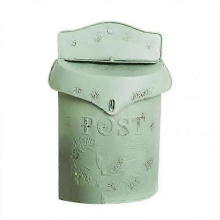 Boîte aux lettres murale verrouillable en fer vintage vert