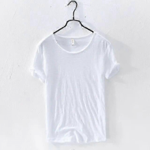 Retro Raw Edge Cotton T-Shirt for Men, Slim-fit, Breathable, CasualwhiteXXXL