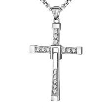 Fast & Furious Cross Necklace: Stainless Steel & Titanium with Zirconia, Gift Box for Men