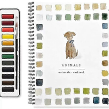Watercolor Workbook for Beginners with 12-Color Paint SetAnimals