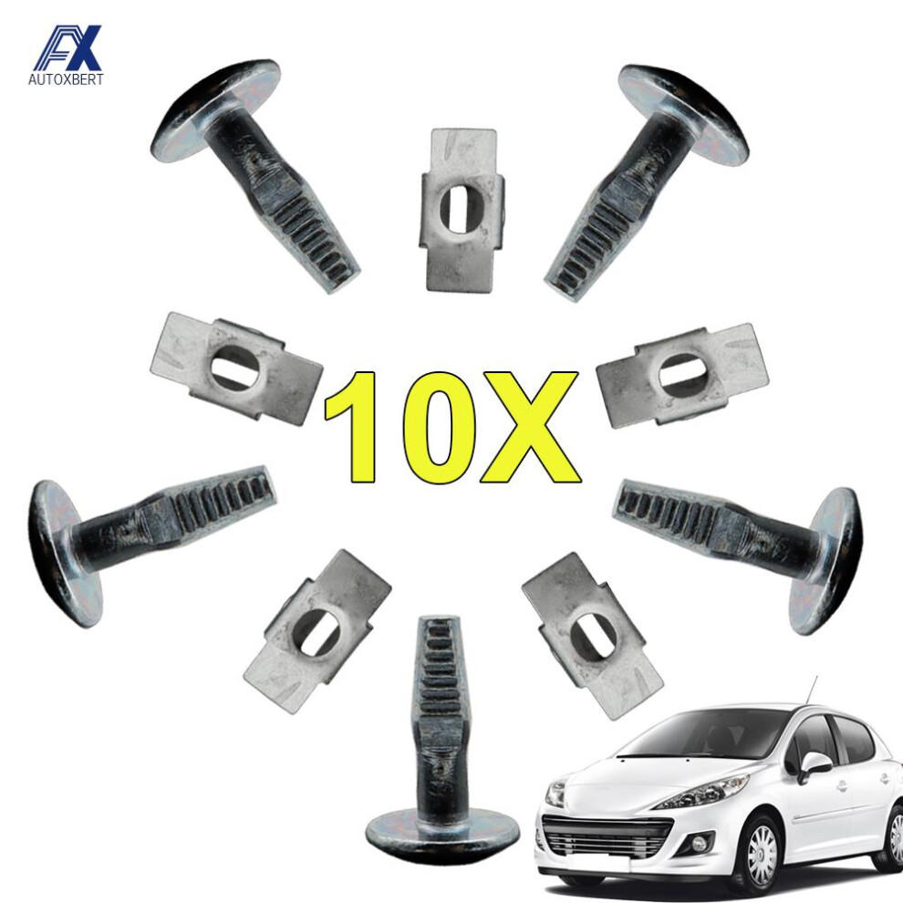 10Pcs For Peugeot 206 207 407 807 Citroen C2 C5 Car Engine Undertray Cover Clips Bottom Shield Guard Metal Screws Bolts Fastener 6935161457667
